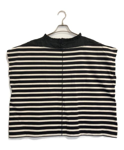 porter des boutons（ポルテデブトン）porter des boutons (ポルテデブトン) ドロールフレンチスリーブボーダー ブラック サイズ:表記なしの古着・服飾アイテム