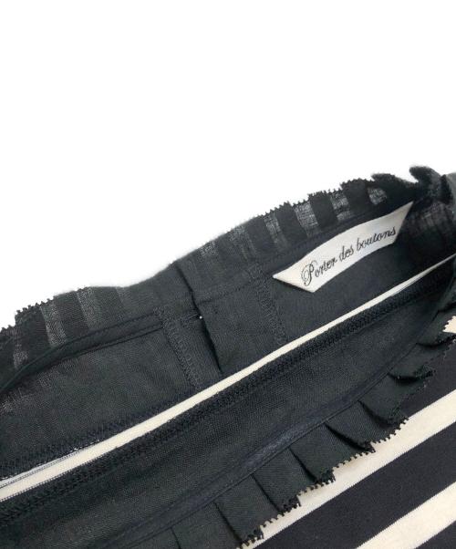 porter des boutons（ポルテデブトン）porter des boutons (ポルテデブトン) ドロールフレンチスリーブボーダー ブラック サイズ:表記なしの古着・服飾アイテム