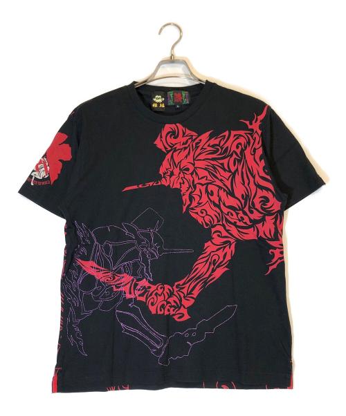 雅結（ミヤビムスビ）雅結 (ミヤビムスビ) 錦 (ニシキ) 初号機 リリス ロンギヌスの槍Tシャツ ブラック サイズ:Lの古着・服飾アイテム