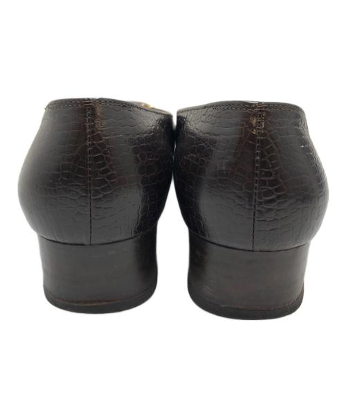 Salvatore Ferragamo（サルヴァトーレ フェラガモ）Salvatore Ferragamo (サルヴァトーレ フェラガモ) ガンチーニスクエアトゥパンプス ダークブラウン サイズ:37/6 1/2の古着・服飾アイテム