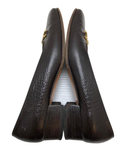 Salvatore Ferragamo（サルヴァトーレ フェラガモ）Salvatore Ferragamo (サルヴァトーレ フェラガモ) ガンチーニスクエアトゥパンプス ダークブラウン サイズ:37/6 1/2の古着・服飾アイテム