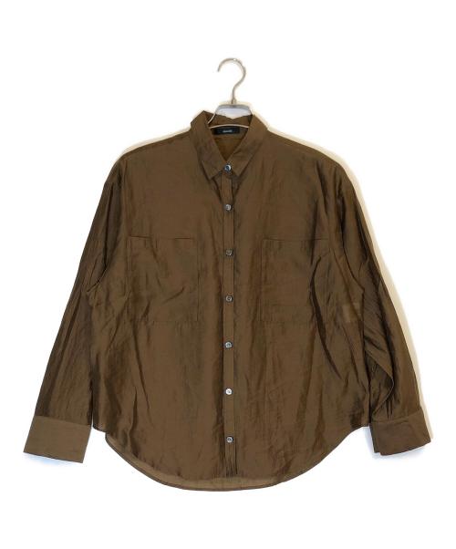 allureville（アルアバイル）allureville (アルアバイル) ナチュラルオーガンジーシャツブラウス ブラウン サイズ:2の古着・服飾アイテム