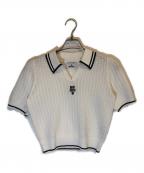 Lily Brown×MARY QUANTリリーブラウン×マリークヮント）の古着「シアーポロニットトップス」｜ホワイト