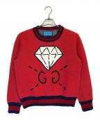GUCCIグッチ）の古着「ダイヤプリントGGロゴスウェット」｜レッド