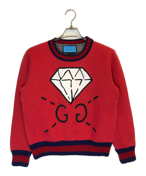 GUCCI（グッチ）GUCCI (グッチ) ダイヤプリントGGロゴスウェット レッド サイズ:XSの古着・服飾アイテム