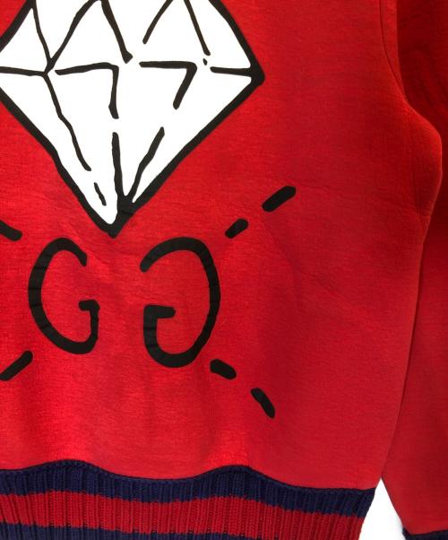 GUCCI（グッチ）GUCCI (グッチ) ダイヤプリントGGロゴスウェット レッド サイズ:XSの古着・服飾アイテム