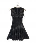 ALAIAアライア）の古着「ドット柄ニットワンピース」｜ブラック