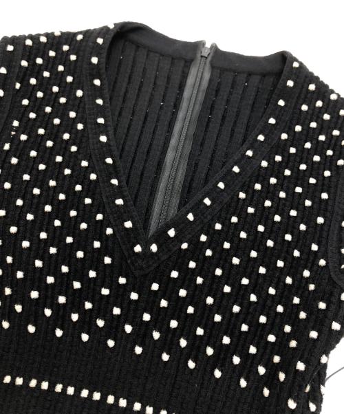 ALAIA（アライア）ALAIA (アライア) ドット柄ニットワンピース ブラック サイズ:38の古着・服飾アイテム