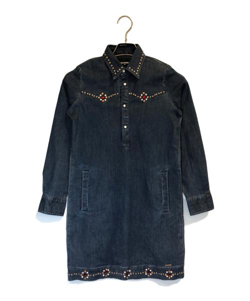 DSQUARED2（ディースクエアード）DSQUARED2 (ディースクエアード) スタッズデニムシャツ インディゴ サイズ:12Yの古着・服飾アイテム