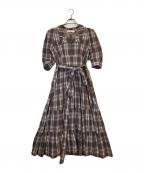 HER LIP TOハーリップトゥ）の古着「Bergamo Plaid Tiered Long Dress」｜ブラウン