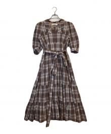 HER LIP TO（ハーリップトゥ）の古着「Bergamo Plaid Tiered Long Dress」｜ブラウン