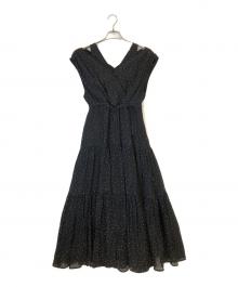 HER LIP TO（ハーリップトゥ）の古着「Tiered Polka-Dot Long Dress」｜ブラック