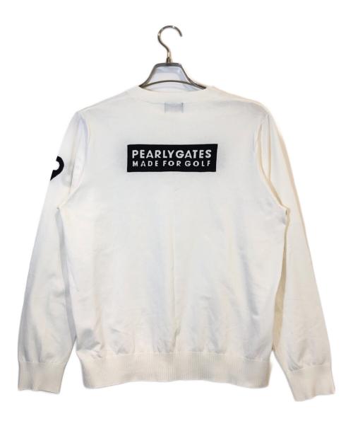 PEARLY GATES（パーリーゲイツ）PEARLY GATES (パーリーゲイツ) ハイブリッドコットンクルーネックニットプルオーバー ホワイト サイズ:6の古着・服飾アイテム