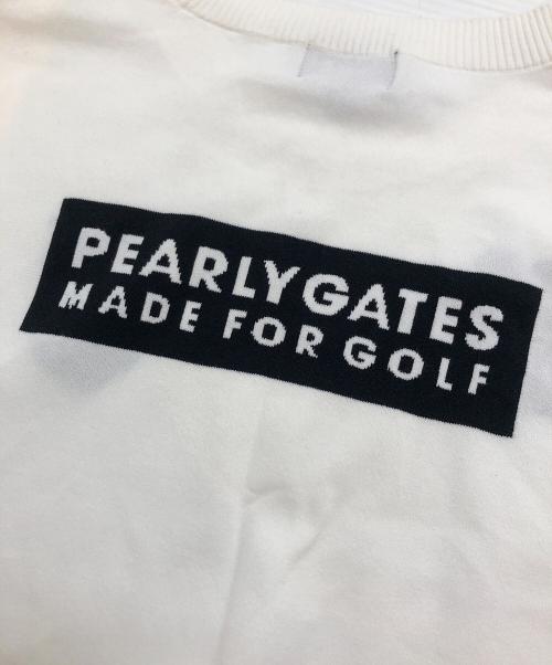 PEARLY GATES（パーリーゲイツ）PEARLY GATES (パーリーゲイツ) ハイブリッドコットンクルーネックニットプルオーバー ホワイト サイズ:6の古着・服飾アイテム