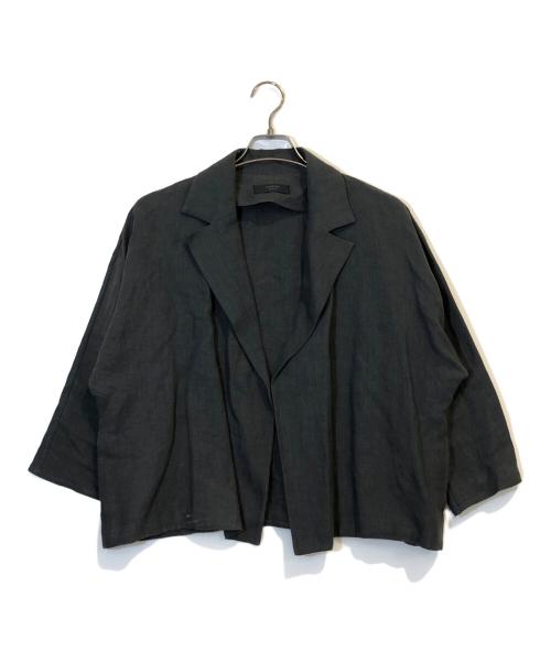 DUSAN Black（ドゥシャン ブラック）DUSAN Black (ドゥシャン ブラック) リネンジャケット グレー サイズ:Mの古着・服飾アイテム