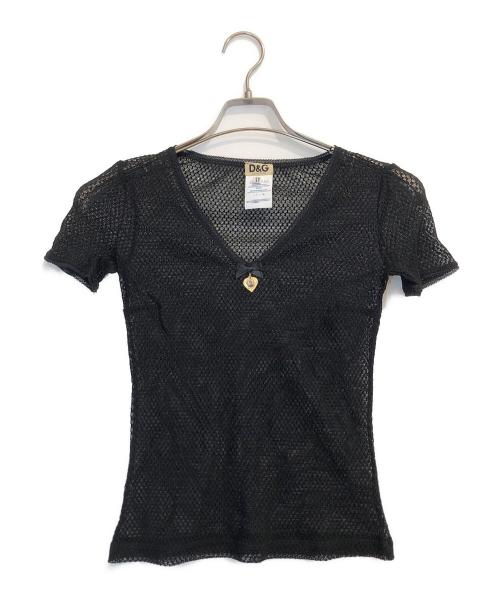 D&G（ディーアンドジー）D&G (ディーアンドジー) チャーム付きメッシュニット ブラック サイズ:28の古着・服飾アイテム