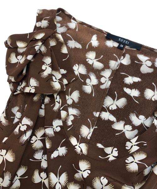 GUCCI（グッチ）GUCCI (グッチ) 総柄ブラウス ブラウン サイズ:38の古着・服飾アイテム