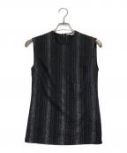 STELLA McCARTNEYステラマッカートニー）の古着「ストライプ ノースリーブ ブラウス」｜ブラック