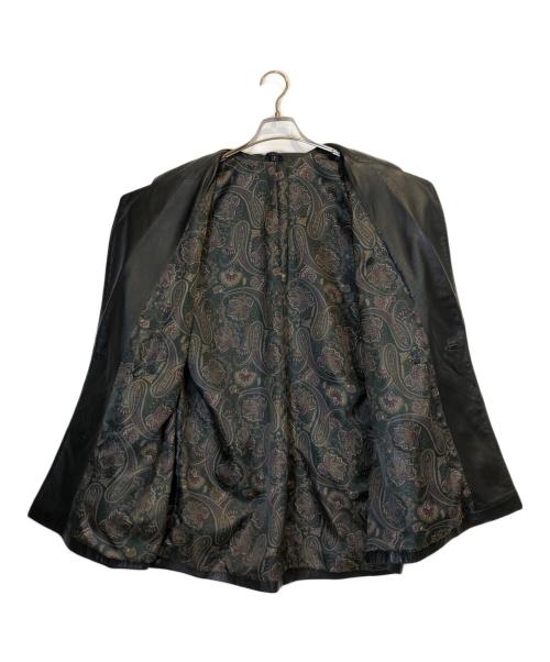 NO BRAND（ノーブランド）NO BRAND (ノーブランド) ペイズリー裏地ラムレザージャケット ブラック サイズ:FREEの古着・服飾アイテム