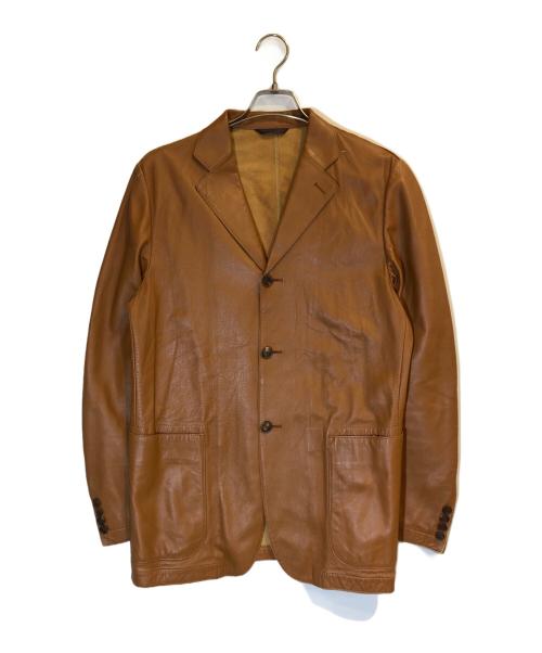 Paul Smith London（ポールスミスロンドン）Paul Smith London (ポールスミスロンドン) レザーテーラードジャケット ブラウン サイズ:Lの古着・服飾アイテム