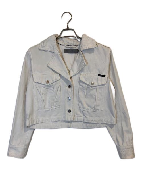 Calvin Klein Jeans（カルバンクラインジーンズ）Calvin Klein Jeans (カルバンクラインジーンズ) クラッシュデニムジャケット ホワイト サイズ:Sの古着・服飾アイテム