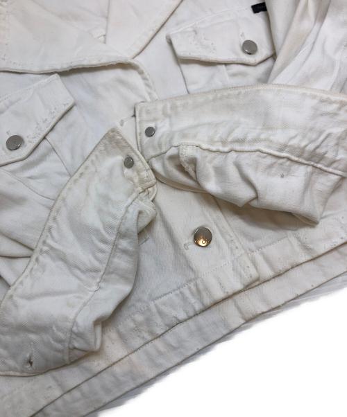 Calvin Klein Jeans（カルバンクラインジーンズ）Calvin Klein Jeans (カルバンクラインジーンズ) クラッシュデニムジャケット ホワイト サイズ:Sの古着・服飾アイテム