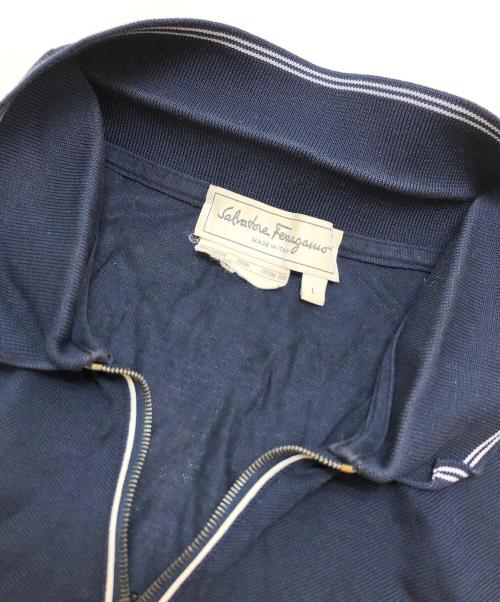 Salvatore Ferragamo（サルヴァトーレ フェラガモ）Salvatore Ferragamo (サルヴァトーレ フェラガモ) ガンチーニジップポロシャツ ネイビー サイズ:Lの古着・服飾アイテム
