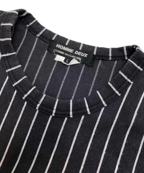 COMME des GARCONS HOMME DEUX（コムデギャルソン オム ドゥ）COMME des GARCONS HOMME DEUX (コムデギャルソン オム ドゥ) ストライプTシャツ ブラック サイズ:Lの古着・服飾アイテム