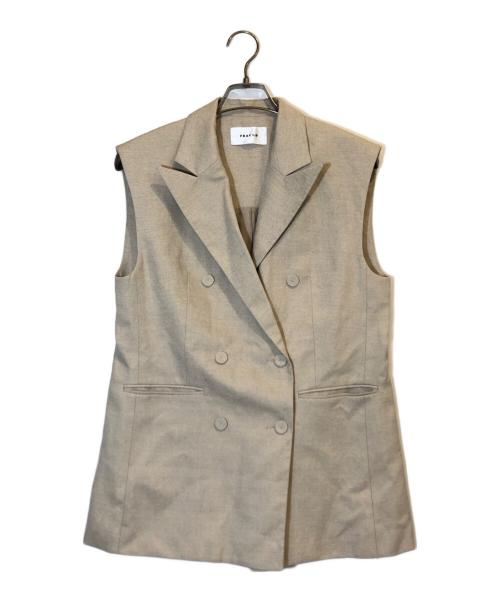FRAY ID（フレイ アイディー）FRAY ID (フレイ アイディー) ピークドラペルスリーブレスダブルジャケット ベージュ 未使用品の古着・服飾アイテム