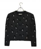 alice+oliviaアリスアンドオリビア）の古着「フェイス柄クルーネックカーディガン」｜グレー