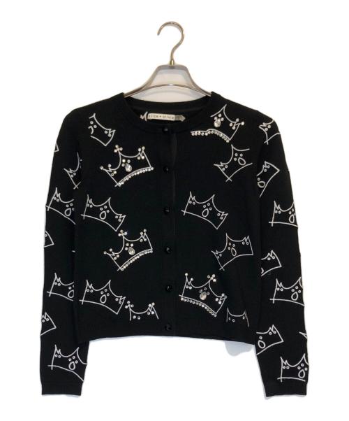 alice+olivia（アリスアンドオリビア）alice+olivia (アリスアンドオリビア) ラインストーンクルーネックカーディガン サイズ:Ｓの古着・服飾アイテム