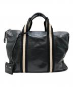 BALLYバリー）の古着「レザーストライプビジネスバッグ」｜ブラック