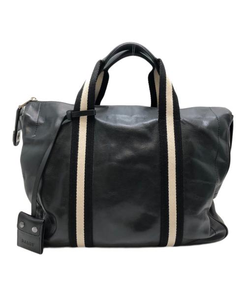 BALLY（バリー）BALLY (バリー) レザーストライプビジネスバッグ ブラックの古着・服飾アイテム