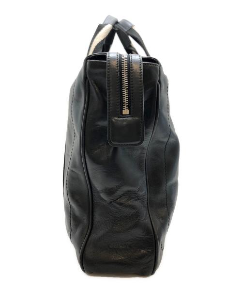 BALLY（バリー）BALLY (バリー) レザーストライプビジネスバッグ ブラックの古着・服飾アイテム