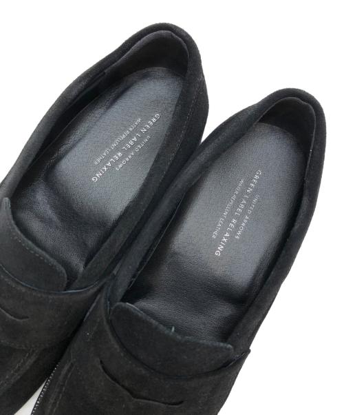 green label relaxing（グリーンレーベルリラクシング）green label relaxing (グリーンレーベルリラクシング) GLR ハッスイ スエード フレンチ ローファー ブラック サイズ:8の古着・服飾アイテム