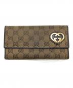 GUCCIグッチ）の古着「GGキャンバスハートロゴ財布」｜ブラウン