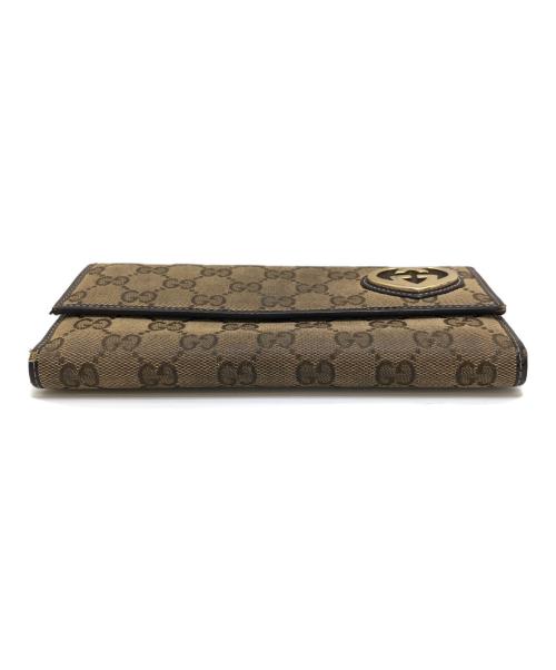 GUCCI（グッチ）GUCCI (グッチ) GGキャンバスハートロゴ財布 ブラウンの古着・服飾アイテム