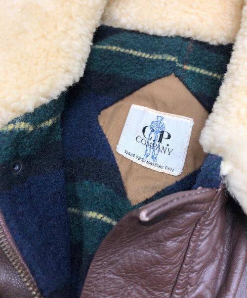 C.P COMPANY（シーピーカンパニー）C.P COMPANY (シーピーカンパニー) 切替レザージャケット ブラウン サイズ:46の古着・服飾アイテム