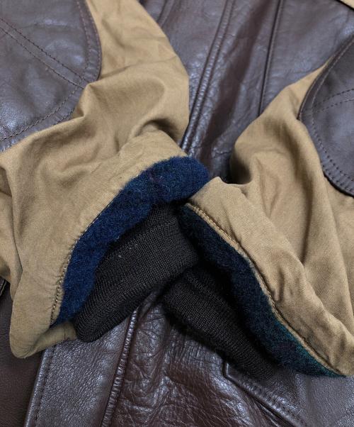 C.P COMPANY（シーピーカンパニー）C.P COMPANY (シーピーカンパニー) 切替レザージャケット ブラウン サイズ:46の古着・服飾アイテム