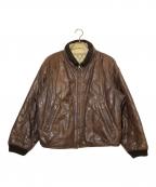 C.P COMPANYシーピーカンパニー）の古着「キルティングレザージャケット」｜ブラウン