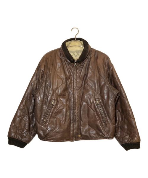 C.P COMPANY（シーピーカンパニー）C.P COMPANY (シーピーカンパニー) キルティングレザージャケット ブラウン サイズ:46の古着・服飾アイテム