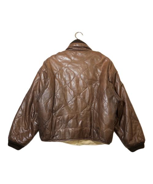 C.P COMPANY（シーピーカンパニー）C.P COMPANY (シーピーカンパニー) キルティングレザージャケット ブラウン サイズ:46の古着・服飾アイテム