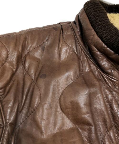 C.P COMPANY（シーピーカンパニー）C.P COMPANY (シーピーカンパニー) キルティングレザージャケット ブラウン サイズ:46の古着・服飾アイテム