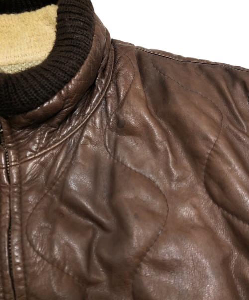 C.P COMPANY（シーピーカンパニー）C.P COMPANY (シーピーカンパニー) キルティングレザージャケット ブラウン サイズ:46の古着・服飾アイテム