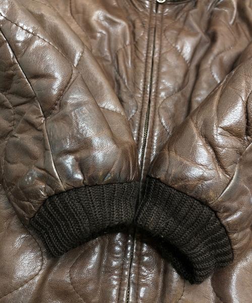 C.P COMPANY（シーピーカンパニー）C.P COMPANY (シーピーカンパニー) キルティングレザージャケット ブラウン サイズ:46の古着・服飾アイテム