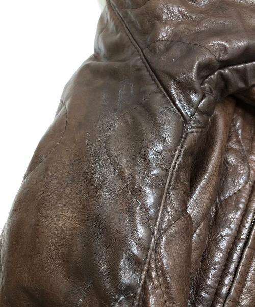 C.P COMPANY（シーピーカンパニー）C.P COMPANY (シーピーカンパニー) キルティングレザージャケット ブラウン サイズ:46の古着・服飾アイテム