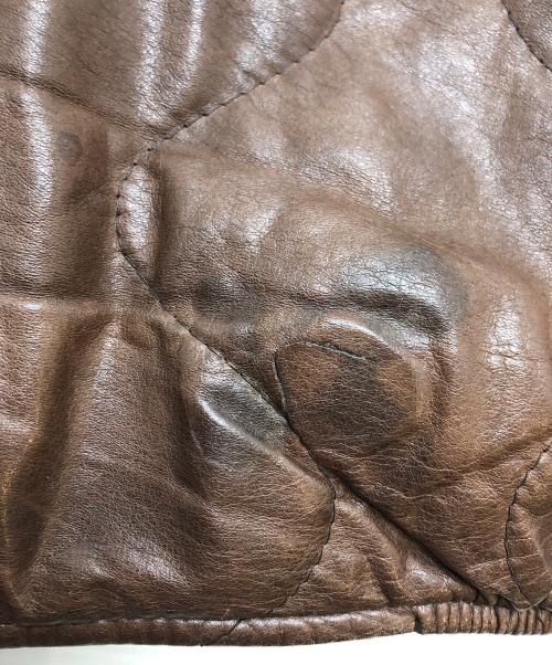 C.P COMPANY（シーピーカンパニー）C.P COMPANY (シーピーカンパニー) キルティングレザージャケット ブラウン サイズ:46の古着・服飾アイテム