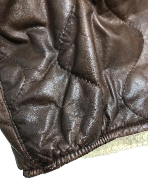 C.P COMPANY（シーピーカンパニー）C.P COMPANY (シーピーカンパニー) キルティングレザージャケット ブラウン サイズ:46の古着・服飾アイテム