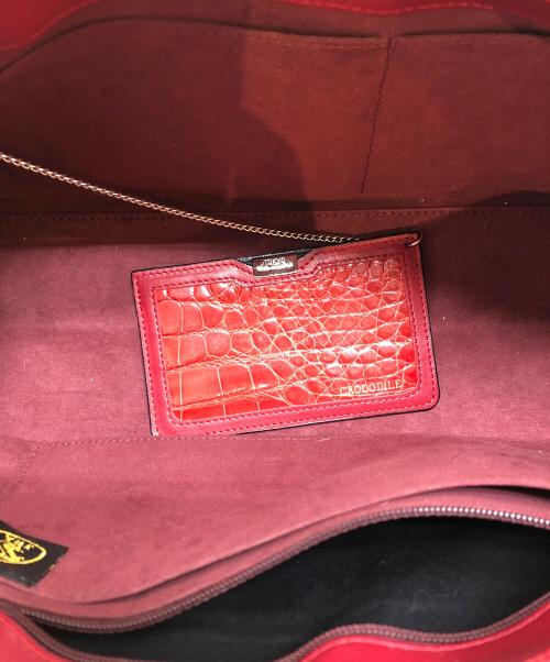 JRA（ジェーアールエー）JRA (ジェーアールエー) クロコダイルハンドバッグ レッドの古着・服飾アイテム