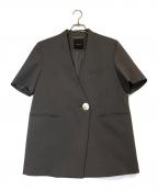 anuansアニュアンス）の古着「ハイネックノーカラージャケット」｜グレー